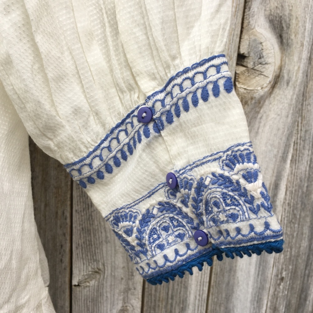 NWT Free People Erin Embroidered Mini Dress Cotton Viscose Ivory Combo L - Picture 14 of 16